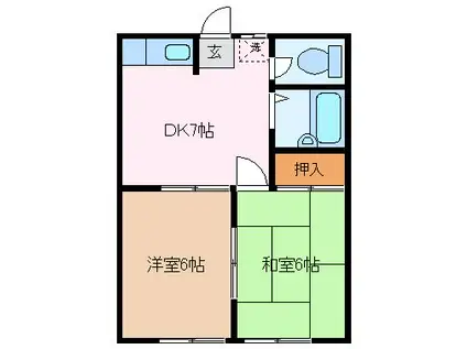 タカギハイツ豊丘A(2DK/1階)の間取り写真