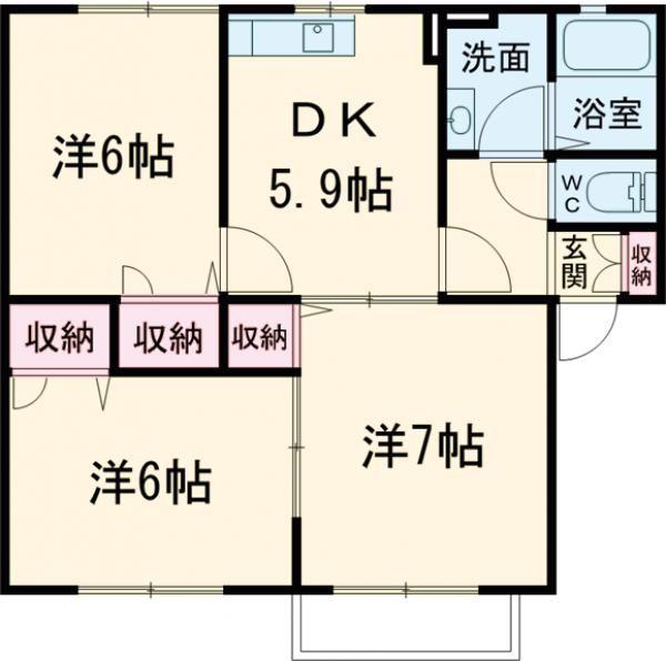プラセール(3DK/1階)の間取り写真