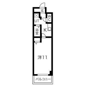 エントピア錦(1K/1階)の間取り写真