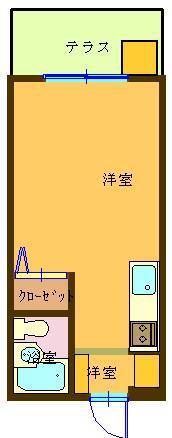 ステュディオ(ワンルーム/1階)の間取り写真