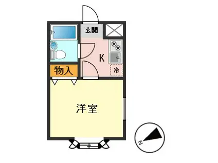 ビッグフラットII(1K/1階)の間取り写真