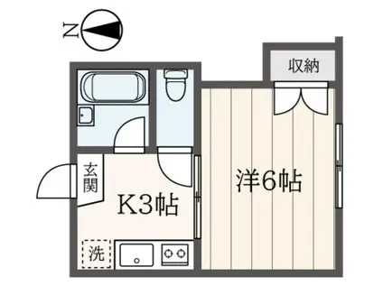 ヴィラノール小金井(1K/2階)の間取り写真