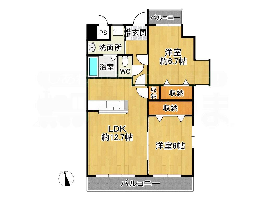 グリーンヒル櫛原(2LDK/1階)の間取り写真