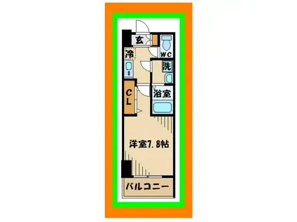 T.P.Cレジデンス府中(1K/7階)の間取り写真