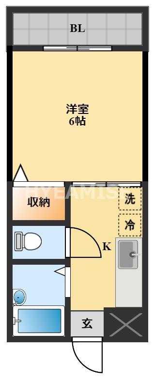 レジデンスオガタA棟(1K/2階)の間取り写真