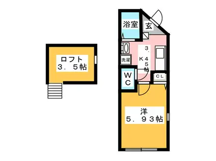 ベストフレンド(1K/2階)の間取り写真