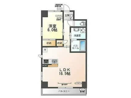 フローラ小石川(1LDK/3階)の間取り写真