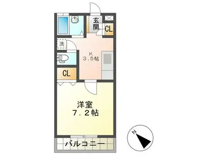 アミティエ(1K/2階)の間取り写真