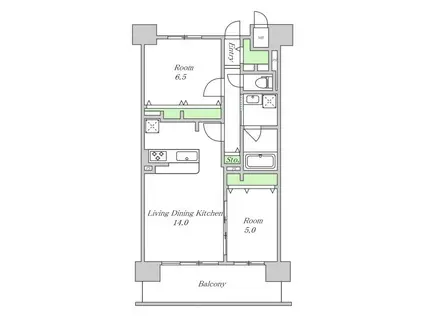 ショウエイ靭(2LDK/2階)の間取り写真