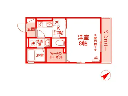 フレシール(1K/2階)の間取り写真