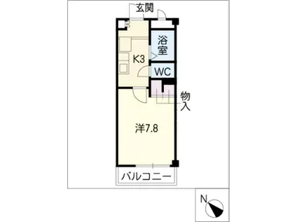 メルベーユ・HAJI II(1K/2階)の間取り写真