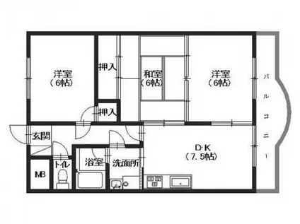 メルヴェイユ(3DK/2階)の間取り写真