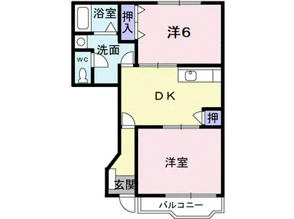 クレベールI(2DK/1階)の間取り写真