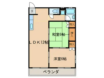 八事ビル(2LDK/3階)の間取り写真