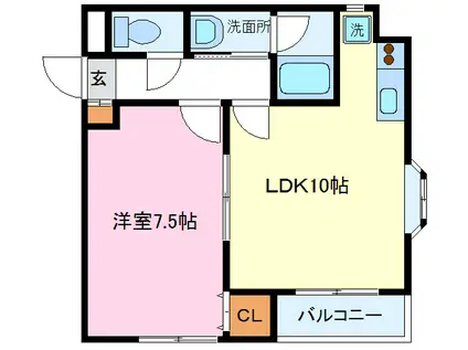 ヴィブレ ヴィスタシアB(1LDK/3階)の間取り写真