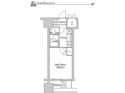 プライムアーバン大崎(1K/6階)の間取り写真