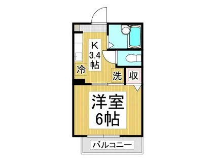 フレグランス勝山(1K/2階)の間取り写真