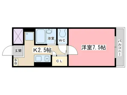 ウエスティン安朱(1K/2階)の間取り写真