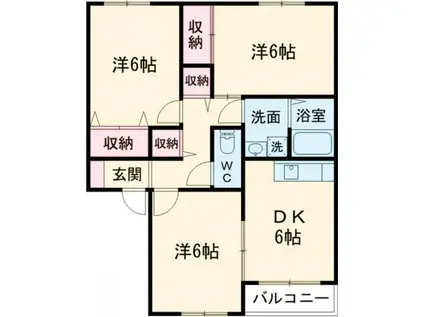シャルムB(3DK/2階)の間取り写真