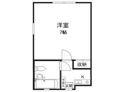 ドルフ溝口(1K/1階)の間取り写真