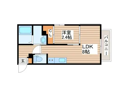 メゾン・フルール(1LDK/2階)の間取り写真