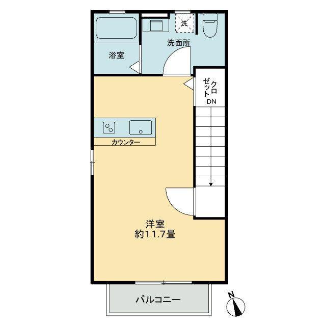 ベルリード花ノ宮(ワンルーム/2階)の間取り写真