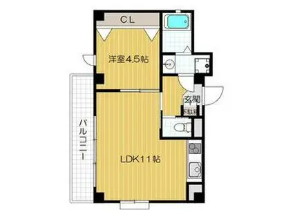 メティスクV(1LDK/3階)の間取り写真