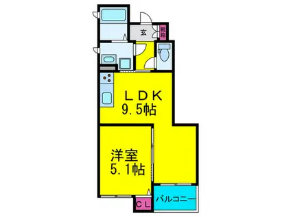 クリエオーレ巽中I(1LDK/2階)の間取り写真