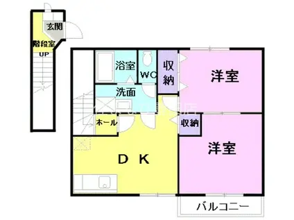 ロイテガルテンOI(2DK/2階)の間取り写真