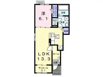 ベルエア木太A(1LDK/1階)の間取り写真