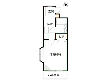 H・V長崎(1K/2階)の間取り写真