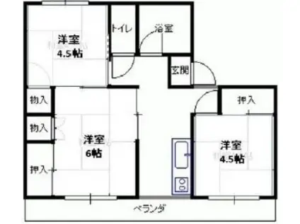 堀川マンションA棟(3K/5階)の間取り写真