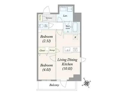 GRAN PASEO浅草橋II(2LDK/10階)の間取り写真