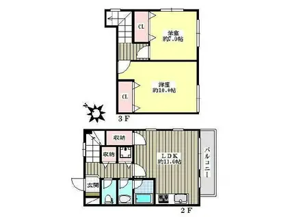 フォレストコート山口(2LDK/2階)の間取り写真