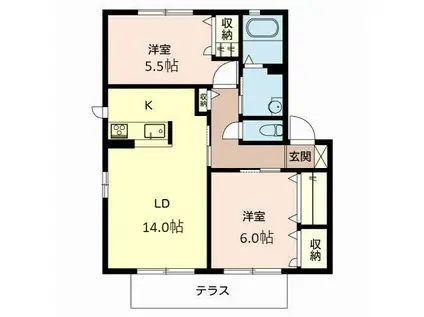 オーキッドテラス(2LDK/1階)の間取り写真