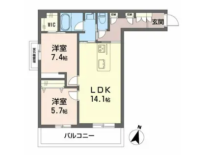 モンセル(2LDK/3階)の間取り写真