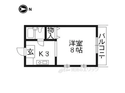 るうとぴあ竹内(1K/3階)の間取り写真