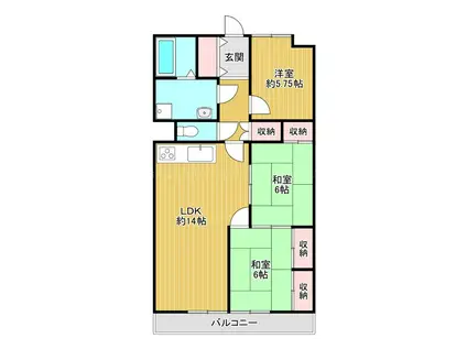 南海狭山コーポ1号棟(3LDK/9階)の間取り写真