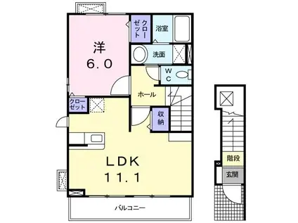ベルハウス湘南(1LDK/2階)の間取り写真