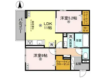 WISTERIA 三信(2LDK/3階)の間取り写真