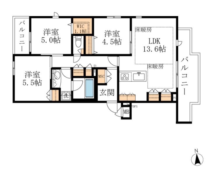 ソフィア南流山(3LDK/3階)の間取り写真