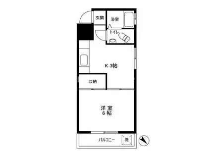 綾部マンション(1K/2階)の間取り写真