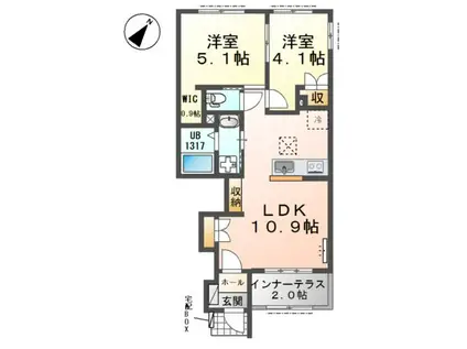 ルピナス滝 工事(2LDK/1階)の間取り写真