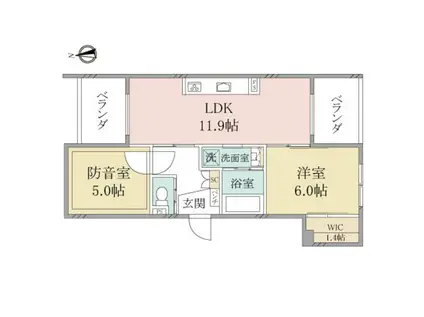 ヘーベルヴィレッジ世田谷砧MUSIC(2LDK/2階)の間取り写真