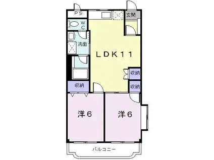 アーバンハイム月桃(2LDK/1階)の間取り写真