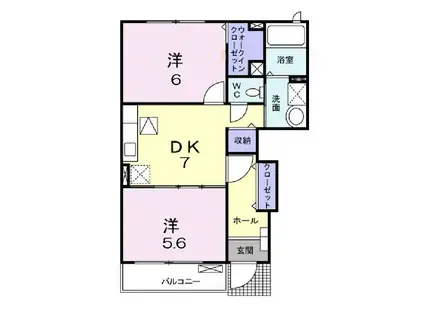 コメッソI(2DK/1階)の間取り写真