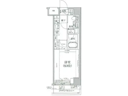 ルフレ グランデ押上(1K/2階)の間取り写真