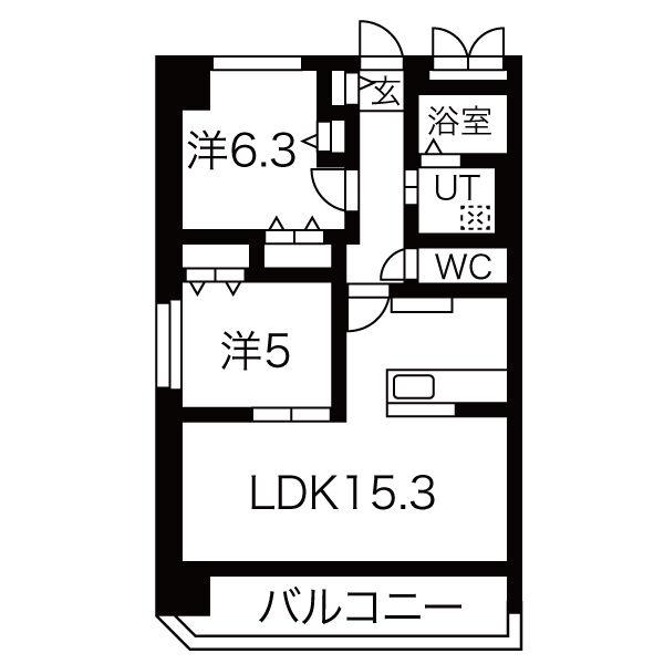 LOTUS 覚王山 (2LDK/8階)の間取り写真
