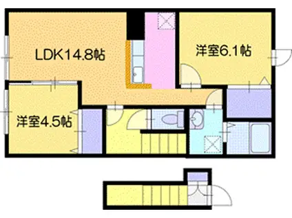 ラ・パーチェ上江別A(2LDK/2階)の間取り写真