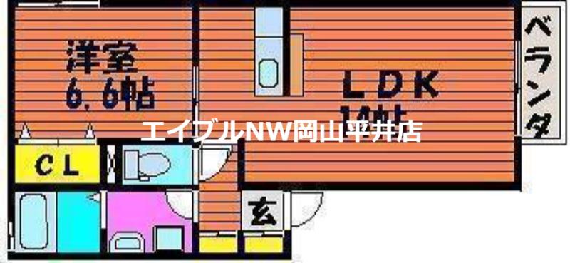 ラ・パルテール操山 弐番館(1LDK/1階)の間取り写真